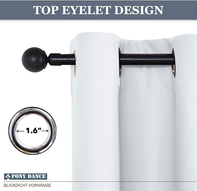 PONY DANCE Greyish White Small Window Curtain Panels Room Darkening Curtain Tiers for Nursery with Top Grommet (Only Block 60-75% Lights), 29 x 30 Inch, 1 Pair
