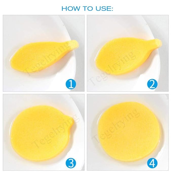 Facial Sponge Compressed,60 Pcs PVA Professional Makeup Removal Wash Round Face Sponges Spa Pads Exfoliating Cleansing for Women,Yellow