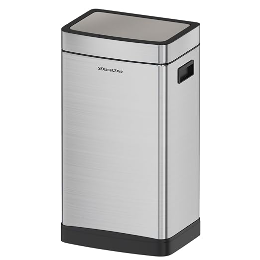 8 Gallon Stainless Steel Garbage Can with Removable Inner Bucket,30L Kitchen Trash Can with Press Top Lid(Brushed Gray)