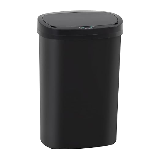 Automatic Motion Sensor Bathroom Trash Can with Lid, 13 Gallon Touchless Trash Bin, Smart Dog Proof Garbage Can, Touch Free Waste Basket for Toilet, Office, Bedroom,Black
