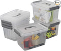 6-Pack Plastic Storage Box, 6 L Clear Storage Bins with Lid