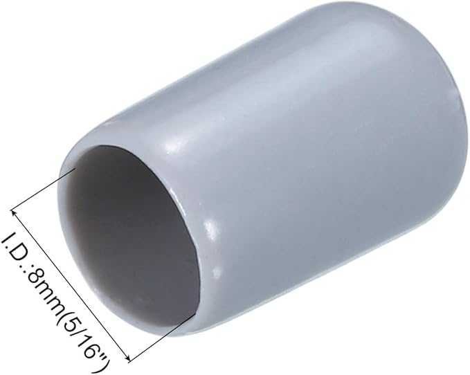 uxcell 20pcs Rubber End Caps 8mm(5/16") ID Vinyl PVC Round Tube Bolt Cap Cover Screw Thread Protectors Grey