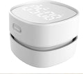 ODISTAR Counter Vacuum Cleaner,Mini Table dust Sweeper Energy with Digital Timer,Endurance up to 400 mins,360º Rotatable for Cleaning Rubber shavings,Crumbs Keyboard of Gifts for Kids(White)