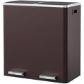 Arlopu 16 GallonStainless Steel Trash Can, 60L Dual Compartment, Metal Kitchen Step Recycle Bin, Metal Double Dustbin, in-Home Garbage Rubbish Can W/Removable Liner Buckets (Brown)