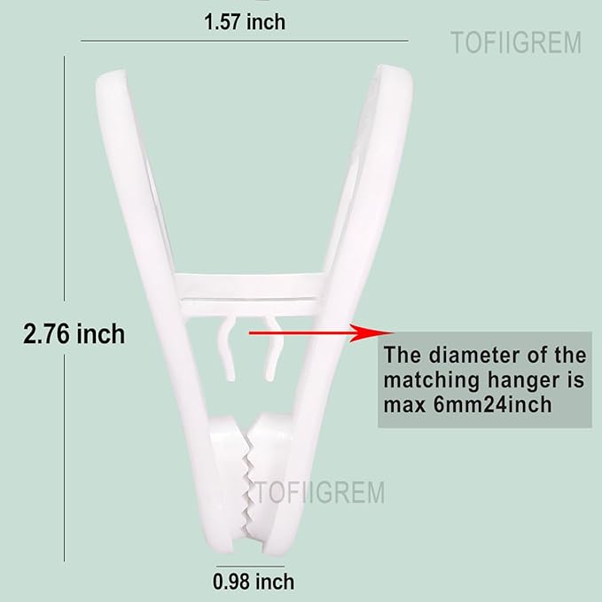 White Hanger Clips 60 Pack, Multi-Purpose Plastic Hangers Clips Perfect for Plastic Velvet Hangers, Clothes Pins Finger Clip for Skirt Pants