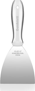 Goldblatt 4" Putty Knife, One-Piece Paint Scraper Tool, All Stainless Steel Joint Knife with Flexible Blade, Seamless Design, Metal Ergonomic Handle - for Drywall Repairing, Finishing and Scraping