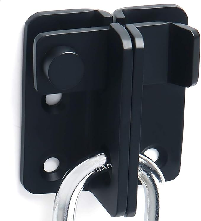 Alise Flip Latch Gate Latch,Black Shed Door Latch Barn Door Lock Shed Lock Shed Latch,Stainless Steel Locking Latches for Shed Barn Fence Chicken Dog Cage Window Cabinet Backyard Garage Doors,L-Size
