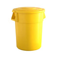 55 Gallon Yellow Round Commercial Trash Can with Lid