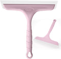 Shower Squeegee for Glass Doors, Bathroom Squeegee for Shower, Mini Window Squeegee, Home Bathroom Silicone Cleaner Tool, Suitable for Bathroom, Kitchen, Tile, Mirror, Car Glass, 8in Rose Pink