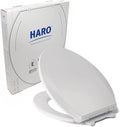HARO | ELONGATED Toilet Seat | Slow-Close-Seat | Heavy-Duty up to 550 lbs, Quick-Release & Easy Clean, Fast-Fix-Hinge, No-Slip Bumpers, White | Advanced (PP) | 18.5" x 14.5" x 2.32"