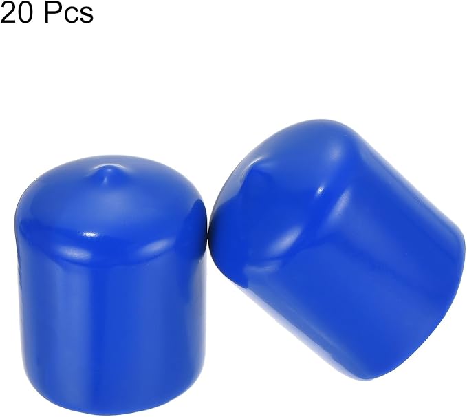 uxcell 20pcs Rubber End Caps 28mm ID Vinyl Round Tube Bolt Cap Cover Screw Thread Protectors Blue