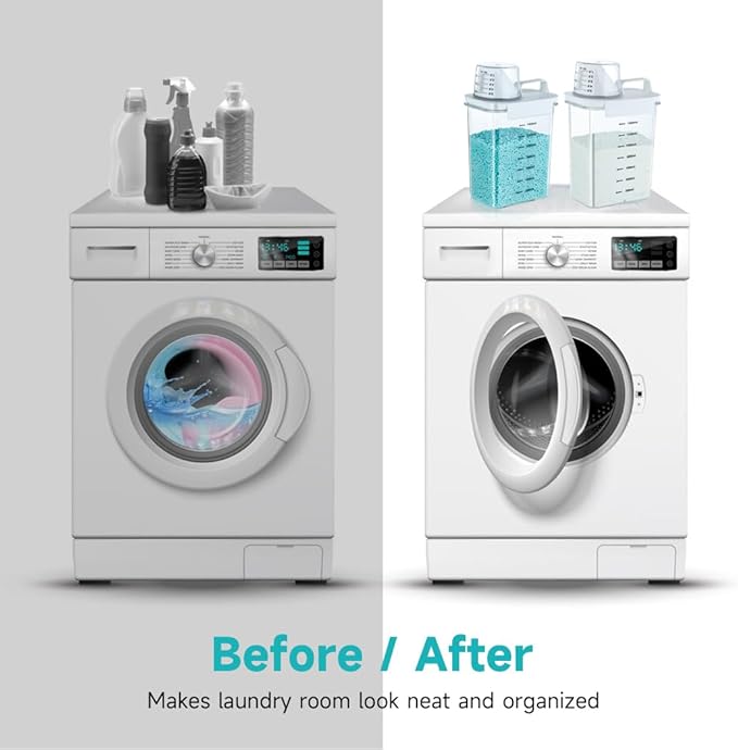 Tokokimo 2 Packs Laundry Powder Container, Laundry Detergent Dispenser with Lids, Laundry Scent Booster Beads Dispenser for Washing Powder, Soda Powder, Grain