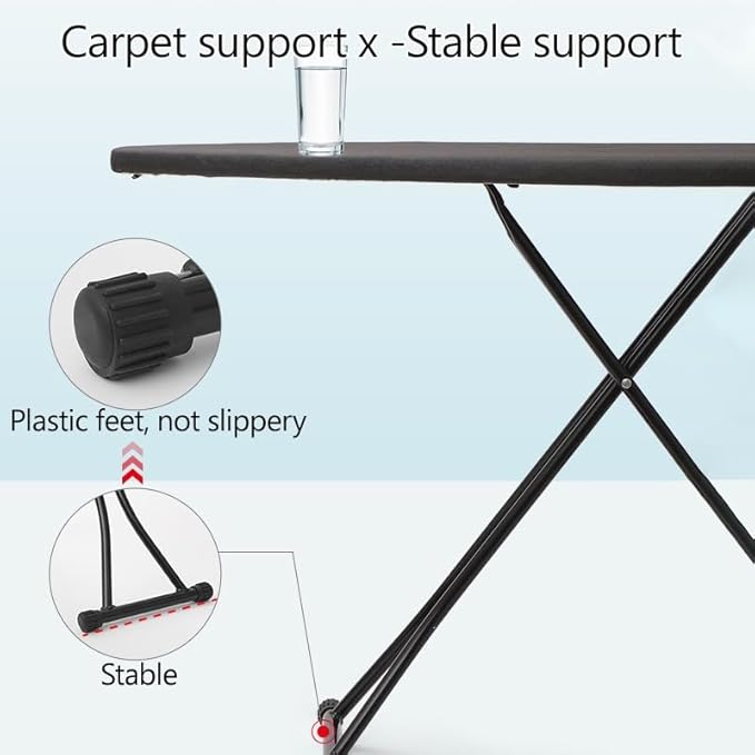 Ironing Board Full Size,Heavy Duty Small Iron Board with Heat Resistant Cover, Iron Rest - No Assembly Required (43 x 12 x 32 Inches) (Gray)