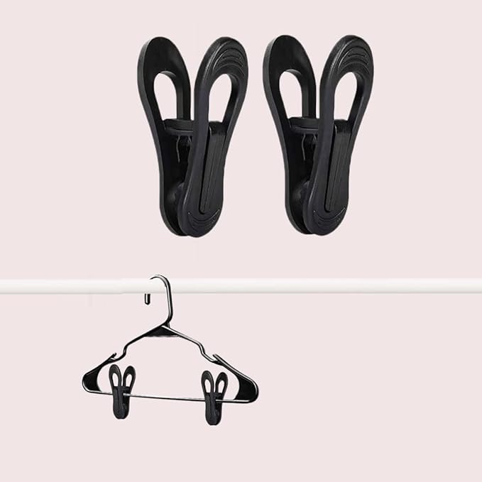 Black Hanger Clips 60 PCS, Multi-Purpose Plastic Clips Perfect for Plastic Hangers Velvet Hanger, Finger Clips for Skirt Pants Hangers