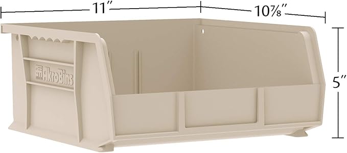 Akro-Mils 30235 AkroBins Plastic Storage Bins, Space-Saving Stackable Bins for Garage, Pantry, Craft Organization, 11" x 11" x 5", Blue, 6-Pack