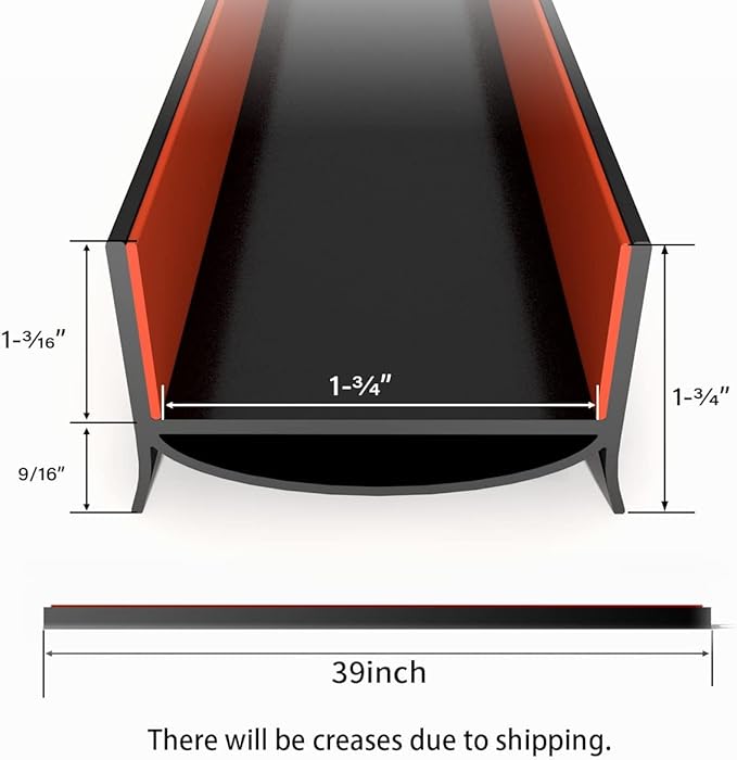 Door Draft Stopper, Strong Adhesive Door Sweep for Exterior and Interior Doors, 39” Length Cuttable Under Door Seal. (Black, 2 Pack)