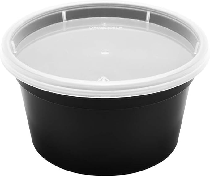 Karat [12oz - 240 ct Black PP Injection Molded Round Deli Containers with Lids (FP-IMDC12-PPB)