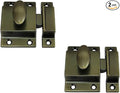 QCAA Traditional Large Oval Turn Cabinet Latch, Solid Brass, 2", for Cupboard & Other Furniture, Brushed Antique Brass, 2 Pack, Made in Taiwan