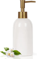 Natheeph 14OZ Ceramic Soap Dispenser Ceramic Soap Pump Dispenser Can Fill Liquid for Bathroom/Kitchen (White)