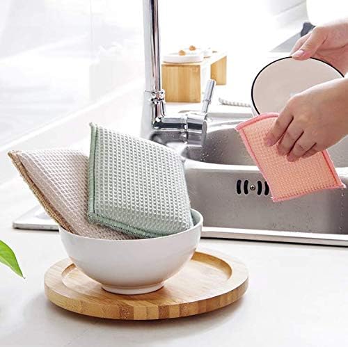 JEBBLAS Bamboo Natural Absorbent Sponges Kitchen Cleaning Sponges Reusable Dish Washing Sponges Beige (8 Pack)