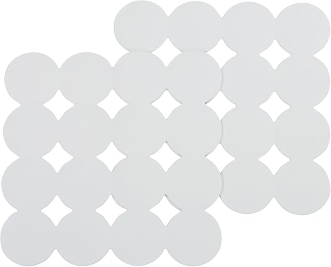 Square Shower Mat Nonslip - 2PCS Rubber Bathtub Mat with Suction Cups for Inside Shower Bathroom Floor (White, 21X21)