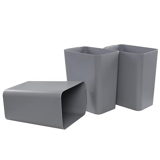 3-Pack 4.5 Gallon Trash Can, Gray Waste Bin for Under Desk, Kitchen, Home, Office