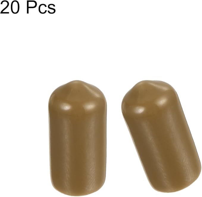uxcell 20pcs Rubber End Caps 7.5mm ID Vinyl PVC Round Tube Bolt Cap Cover Screw Thread Protectors Light Brown