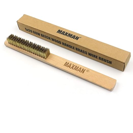 MAXMAN Brass Brush 3Pcs, Soft Brass Bristle Wire Brush for Cleaning Metal Rust, Welds, Home and Kitchen, Wire Scratch Brushes with 10" Beechwood Handle
