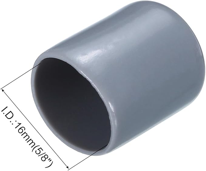uxcell 20pcs Rubber End Caps 16mm(5/8") ID Vinyl PVC Round Tube Bolt Cap Cover Screw Thread Protectors Grey