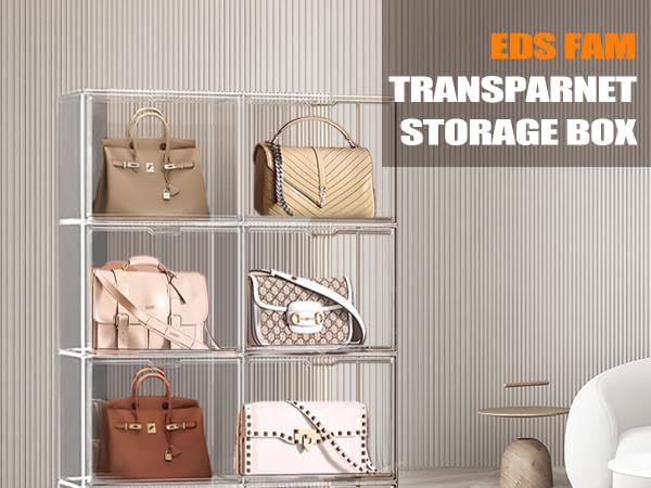 1Pack Clear Stackable Plastic Storage Bins with Magnetic Lid, X-Large Acrylic Display Cases for Book Cosmetic Figures Collectibles Showcase, Shoe Box, Bag Organizer