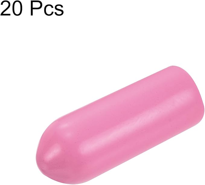 uxcell 20pcs Rubber End Caps 5mm(3/16 inch) ID Vinyl PVC Round Tube Bolt Cap Cover Screw Thread Protectors Pink