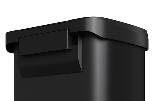 Garvee 13 Gallon / 50 Liter Metal Trash Can with Lid, Large Garbage Can for Kitchen, Rustproof Step-on Kitchen Metal Trash Bin with Liner Rim, Rear Handle, Soft Close Plastic Lid, Black