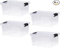 Superio Storage Bins with Lids- 4 Pack, 6.6 Qt Clear Boxes for Organizing, Stackable Plastic Containers- BPA Free, Non-Toxic, Odor Free, Organizer for Home, Office, Dorm