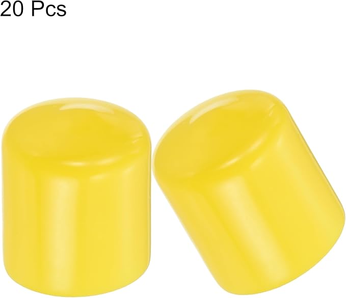 uxcell 20pcs Rubber End Caps 29mm(1 1/8") ID Vinyl PVC Round Tube Bolt Cap Cover Screw Thread Protectors Yellow