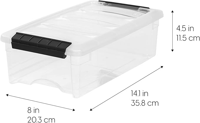 IRIS USA 6 Qt Stackable Plastic Storage Bins with Lids, 10 Pack - BPA-Free, Made in USA - Discreet Organizing Solution, Latches, Durable Nestable Containers, Secure Pull Handle - Pearl
