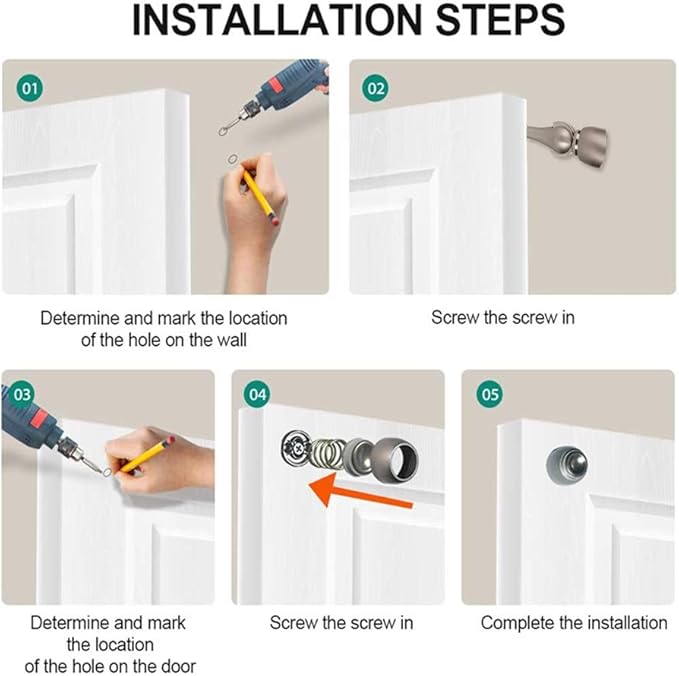 Magnetic Door Stop, Stainless Steel, Magnetic Door Catch, Door Holder, Door Stops, Wall Mounted, Floor Mounted, Door Banging Prevention (Small x 2pack, Satin Nickel)