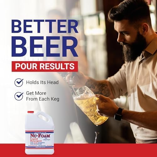 Nu-Foam Liquid Detergent for Bar Glassware – Original Streak-Free Solution - Hand Washing Bar, Tavern, Brewery Supplies - Spotless Serving Glasses - Concentrated- Easy On Hands - 5 gallon Pail