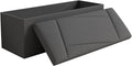 Ottoman with Storage, 43 Inches Folding Storage Ottoman Bench for Bedroom, End of Bed Bench, Entryway and Living Room, 43"x15"x15",Dark Gray