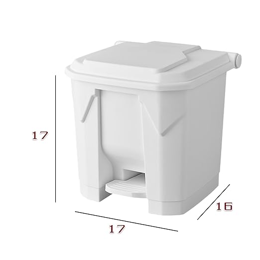 PRO&Family Step-On Trash Can with Lid, Plastic Waste Bin, Foot Pedal Operation (White, 8 Gallon)