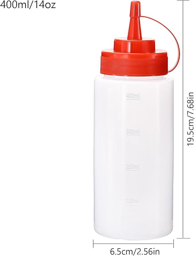 Condiment Squeeze Bottles Ketchup Dispenser, 2 Pack 16oz Squeeze Bottles for Liquids, Plastic Sauce Bottle with Cap Lid, Squirt Bottles for Sauces Liquids BBQ Dressing Pancake Art