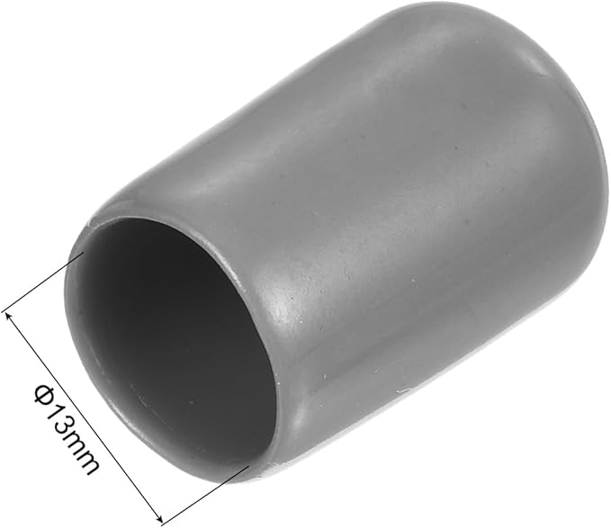 uxcell 20pcs Rubber End Caps Protective Caps 13mm ID Vinyl PVC Round Tube Bolt Cap Cover Screw Thread Protectors, Light Grey