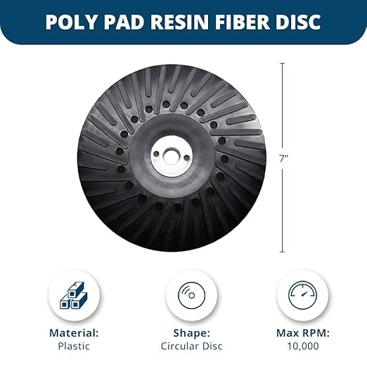 Benchmark Abrasives 7 Inch Sanding Disc Backing Pads, Resin Fiber Disc Polishing Pad for Grinding, Sanding, Stripping on Wood, Metal, 7/8" Arbor - Angle Grinder Attachments - Grinder Sanding Pad