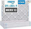 Aerostar 21x23x1 MERV 13 Pleated Air Filter, AC Furnace Air Filter, 6 Pack (Actual Size: 20 7/8" x 22 7/8" x 3/4")