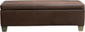 51 Inch Brown Faux Leather Ottoman with Storage, Rectangular Extra Long Bench, End of Bed Bench with Large Storage for Bedroom, Living Room