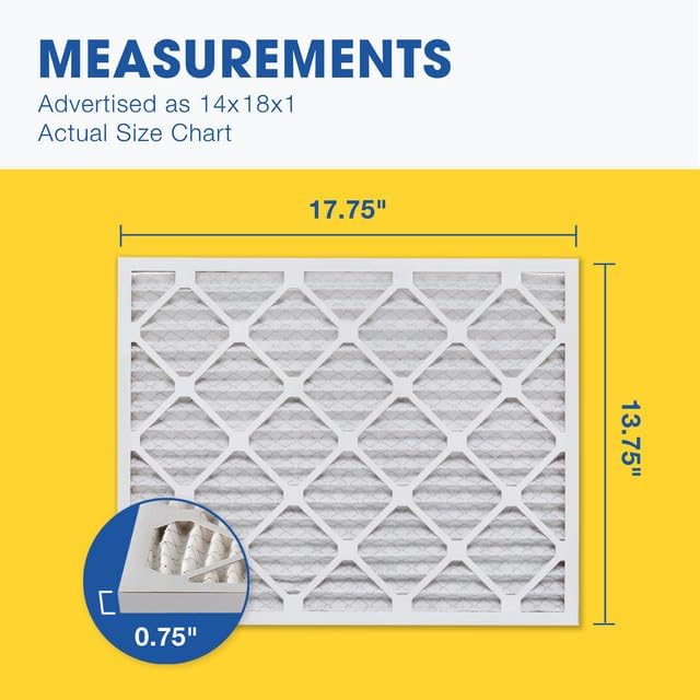 Aerostar 14x18x1 MERV 11-6 Count - Pleated Furnace & Air Conditioner Filters - Removes Dust, Cold & Flu Germs, Lint, Mold, Pet Dander, Allergy-Causing Pollen, Smog & Smoke