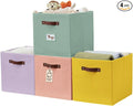 DECOMOMO Storage Baskets, 13x15x13 Storage Cube Bins with Labels for Organizing Shelves Kallax (Kallax / 4pcs, Rainbow)