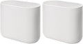 iDesign Small Oval Plastic Bathroom Trash Cans - Ideal for Bathroom, Bedroom, or Office - Set of 2 - White