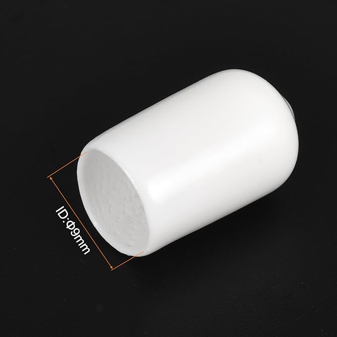 uxcell 20pcs Rubber End Caps 9mm ID Vinyl Round End Cap Cover Screw Thread Protectors White