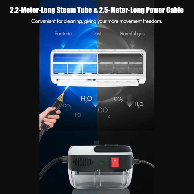 Decdeal Steam Cleaner - 2500W High Temperature Pressurized Handheld Steam Cleaning Machine with Brush Heads and Gloves, for Car Floors Kitchen Furniture Bathroom Windows