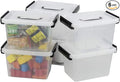 Asking Plastic Latching Box with Black Handle, Lidded Storage Bins, 6 Packs, 3 Quart